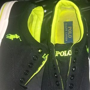 Green and black polo shoes